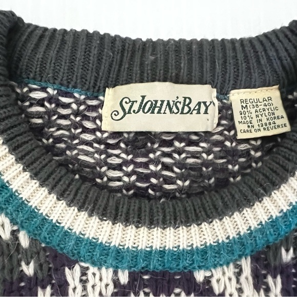 VINTAGE St John’s Bay 90s Men knit grandpa sweater Crewneck multicolor - Picture 5 of 7